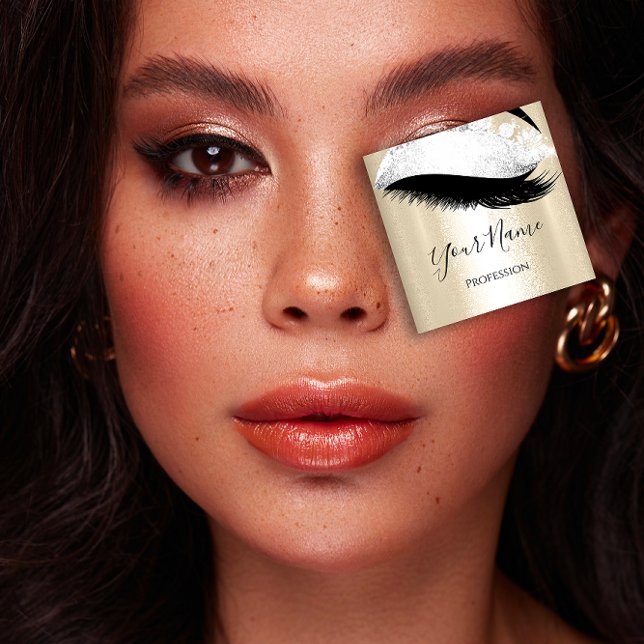 Boutique Silber. Gray Lashes Erweiterung Gold Quadratische Visitenkarte (Boutique Silver. Gray Lashes Extension Gold Square Business Card)