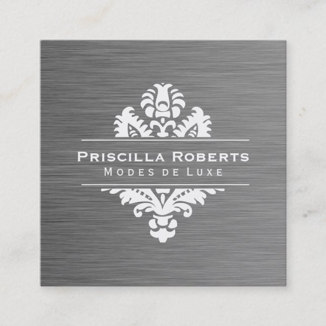 Boutique Steel Modernes Luxe Verziert Element Quadratische Visitenkarte (Vorderseite)
