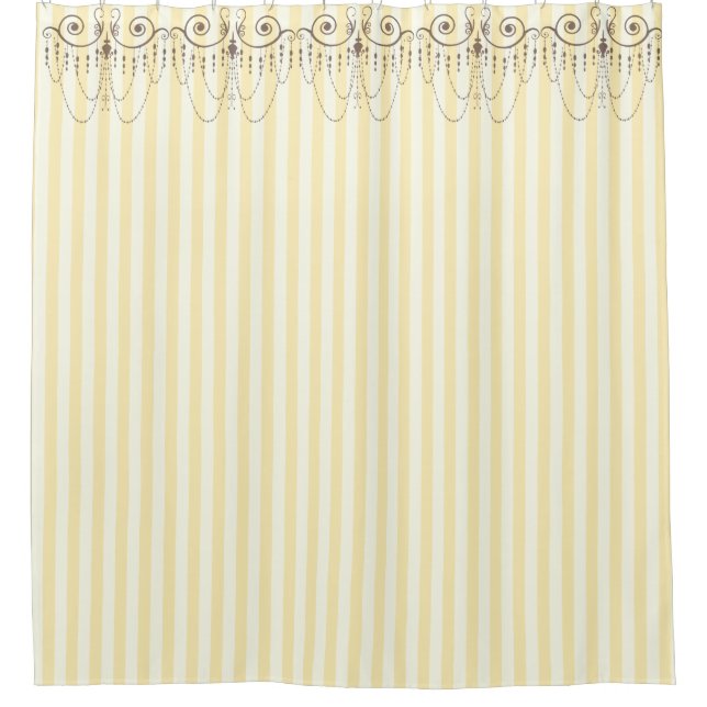 Boutique Streifen Gelb / Kronleuchter - Duschvorhang (Vorderseite)