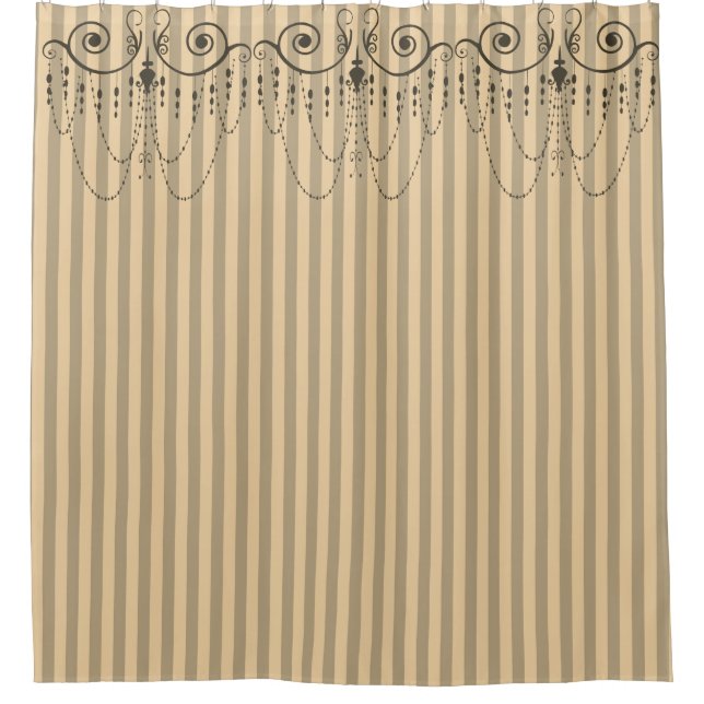 Boutique Streifen Grau / Kronleuchter - Duschvorhang (Vorderseite)