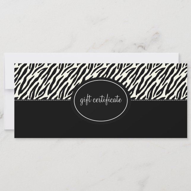 Boutique Style Geschenkzertifikat mit Zebra Print (Vorderseite)