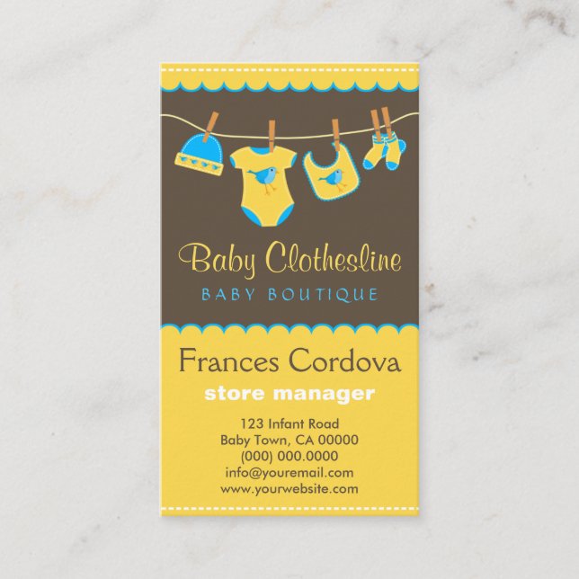 Boutiquen für Babykleidung Visitenkarte (Vorderseite)