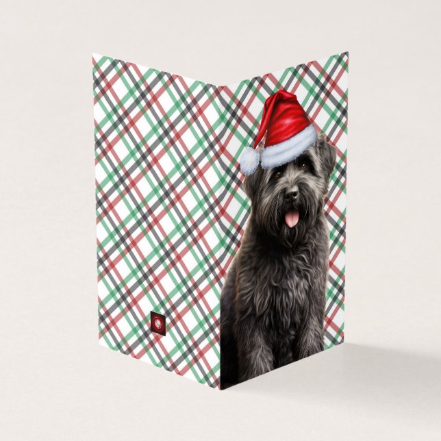 Bouvier Christmas Dog mit Holiday Kariert (Vorderseite)