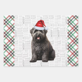 Bouvier Christmas Dog Rot und Grün Kariert Geschenkpapier Set