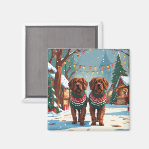 Bouvier des Flandern Hunde Weihnachten Schnee Urla Magnet