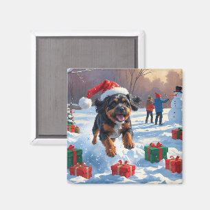 Bouvier des Flandern Weihnachtsfest Schnee Szene Magnet