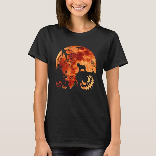 Bouvier Des Flandre und Moon Halloween Kostüm Pum T-Shirt (Vorderseite)