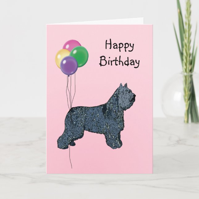 Bouvier des Flandres, Birthday Balloons Karte (Vorderseite)