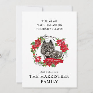Bouvier des Flandres Christmas Poinsettia Wreath Feiertagskarte