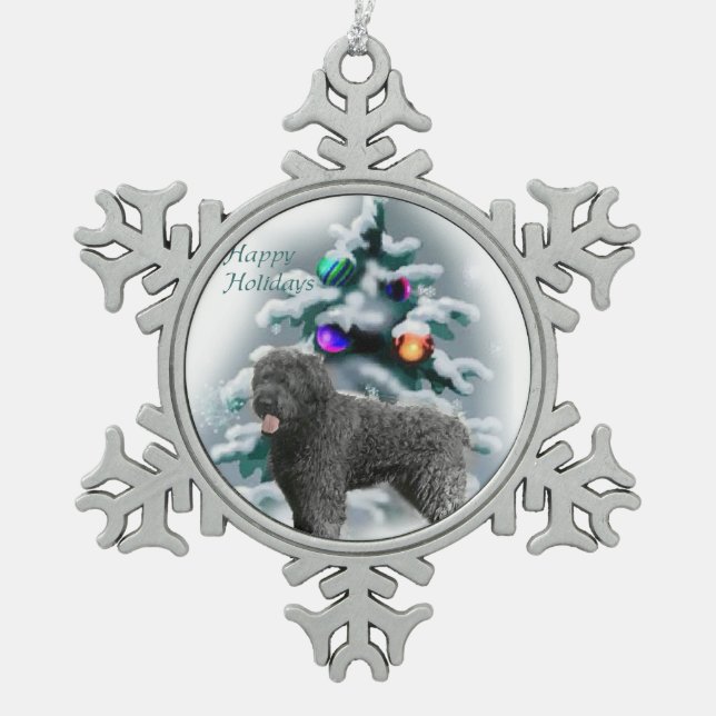 Bouvier des Flandres Christmas Schneeflocken Zinn-Ornament (Vorderseite)