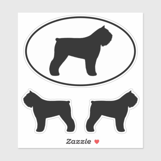 Bouvier des Flandres Dog Silhouetten Sticker Set (Blatt)