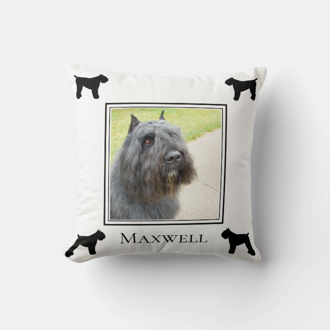 Bouvier des Flandres Foto Silhouette Personalisier Kissen (Vorderseite)