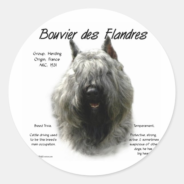 Bouvier des Flandres Geschichtsdesign Runder Aufkleber (Vorderseite)