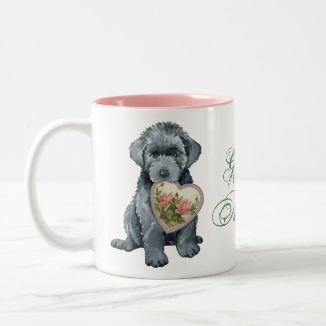 Bouvier des Flandres Herz Mama Zwei-Tone-Kaffee-Ta Zweifarbige Tasse (Links)