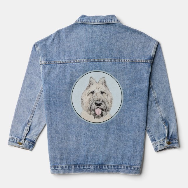 Bouvier des Flandres Painting - Original Dog Art Jeansjacke (Rückseite)