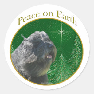 Bouvier Des Flandres Peace Runder Aufkleber
