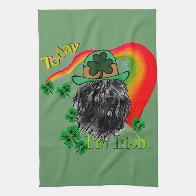 Bouvier des Flandres St Patricks Geschirrtuch (Vertikal)
