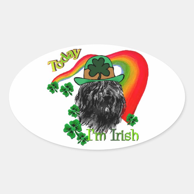 Bouvier des Flandres St Patricks Ovaler Aufkleber (Vorderseite)