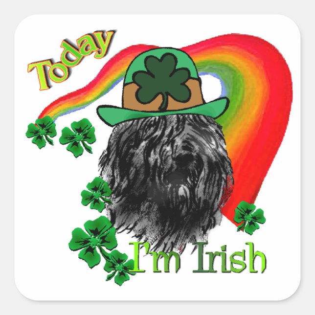 Bouvier des Flandres St Patricks Quadratischer Aufkleber (Vorderseite)