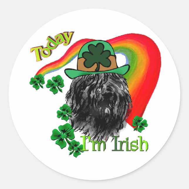 Bouvier des Flandres St Patricks Runder Aufkleber (Vorderseite)