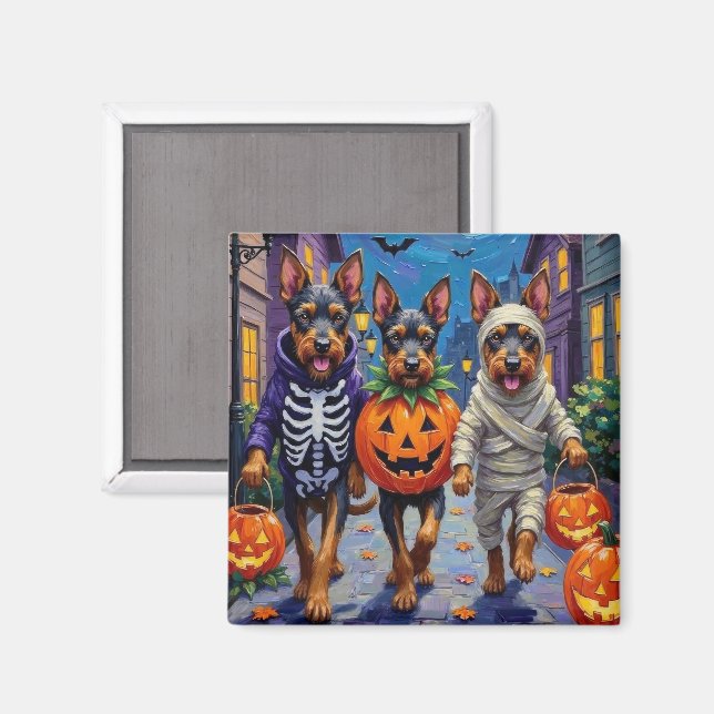 Bouvier des Flandres Trick-or-Treating Halloween Magnet (Vorderseite/Rückseite)