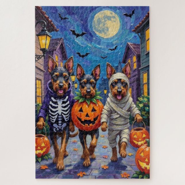 Bouvier des Flandres Trick-or-Treating Halloween Puzzle (Vertikal)