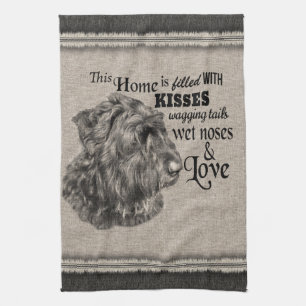 Bouvier des Flandres Vintage-Porträt süßes Zitat Geschirrtuch