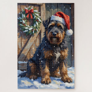 Bouvier des Flandres Weihnachten auf dem schneebed Puzzle