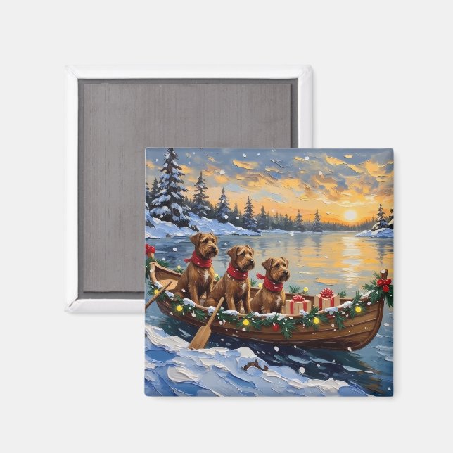 Bouvier des Flandres Weihnachtsboot-Feiertag Magnet (Vorderseite/Rückseite)