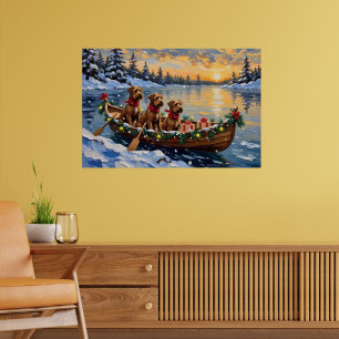 Bouvier des Flandres Weihnachtsboot-Feiertag Poster