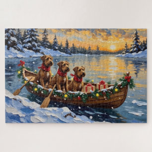 Bouvier des Flandres Weihnachtsboot-Feiertag Puzzle