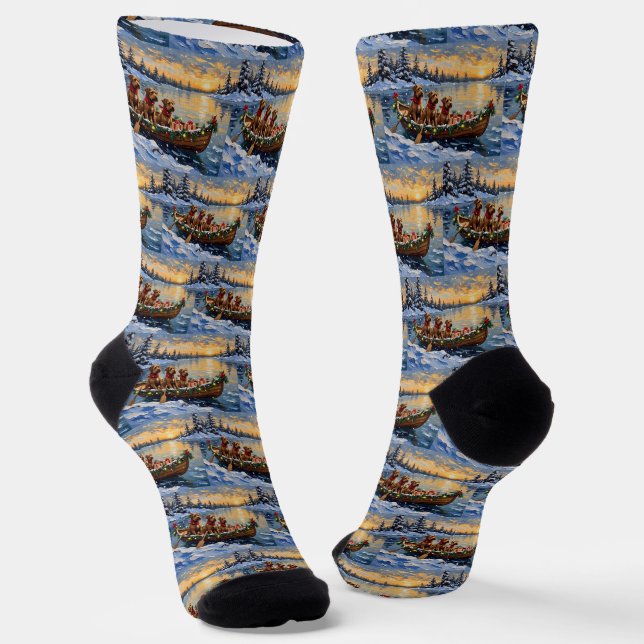 Bouvier des Flandres Weihnachtsboot-Feiertag Socken (Gewinkelt)
