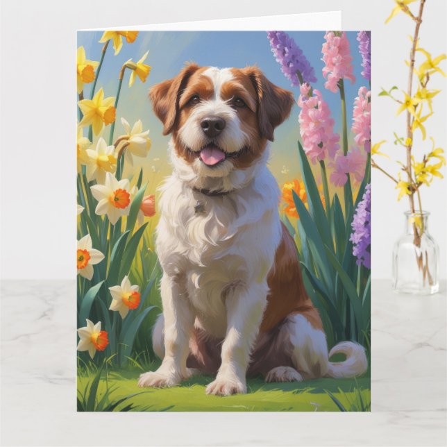 Bouviers Des Flandres Dog Frühlingsblumen Malerei Karte (Gelbe Blume)
