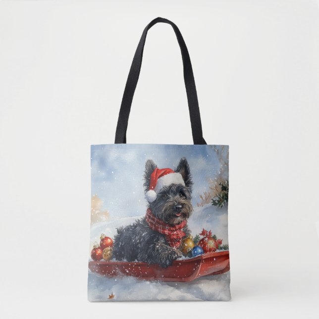 Bouviers Des Flandres Dog in Sledge Weihnachten (Vorderseite)