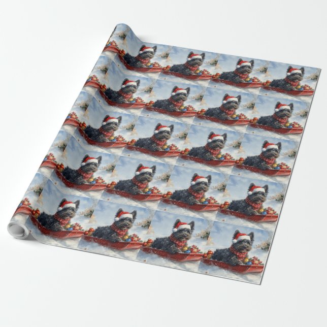 Bouviers Des Flandres Dog in Sledge Weihnachten Geschenkpapier (Ungerollt)