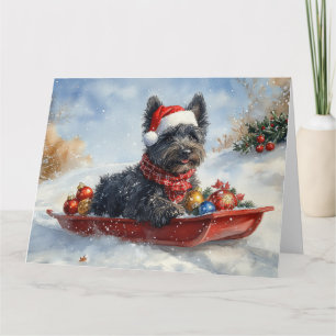 Bouviers Des Flandres Dog in Sledge Weihnachten Karte