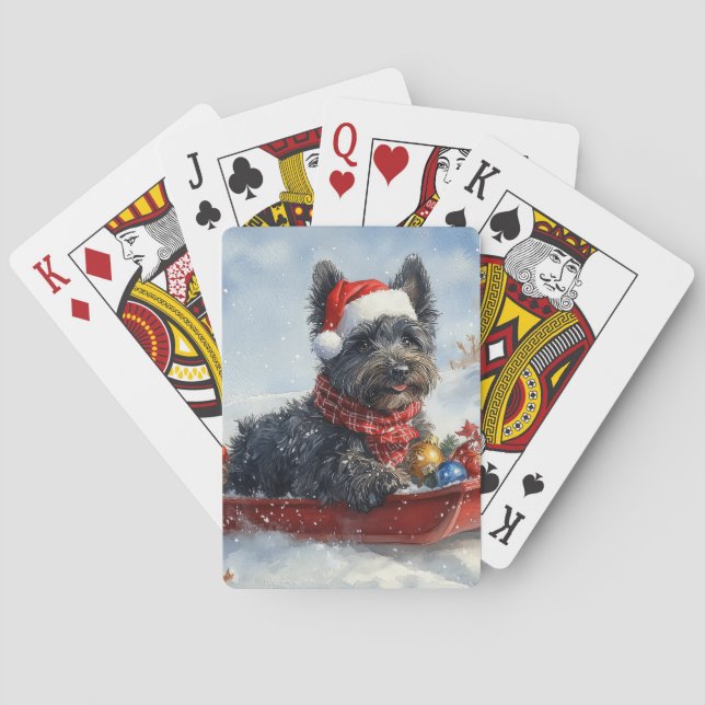 Bouviers Des Flandres Dog in Sledge Weihnachten Spielkarten (Rückseite)