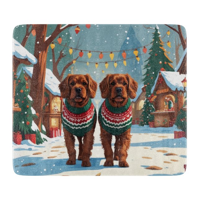 Bouviers des Flandres Dogs Christmas Snow Holiday  Schneidebrett (Vorderseite)