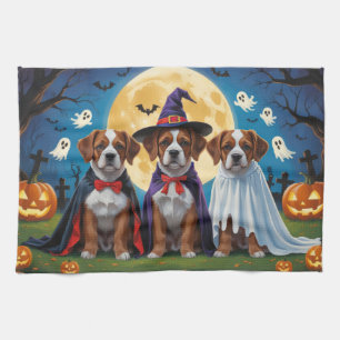 Bouviers Des Flandres Dogs Pumpkin Halloween Funny Geschirrtuch