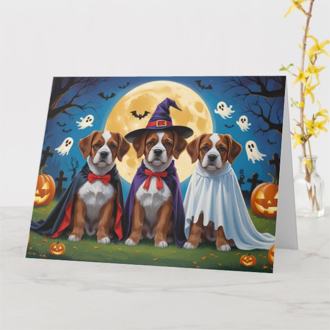 Bouviers Des Flandres Dogs Pumpkin Halloween Funny Karte (Gelbe Blume)