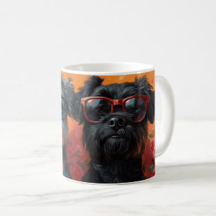 Bouviers des Flandres Herz Rosen Valentinstag Kaffeetasse