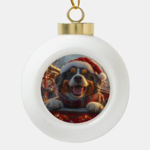 Bouviers des Flandres Hund Achterbahn Weihnachten Keramik Kugel-Ornament