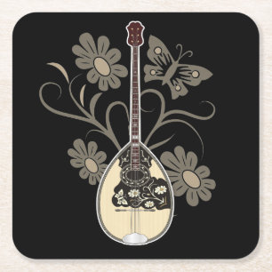 Bouzouki Rechteckiger Pappuntersetzer