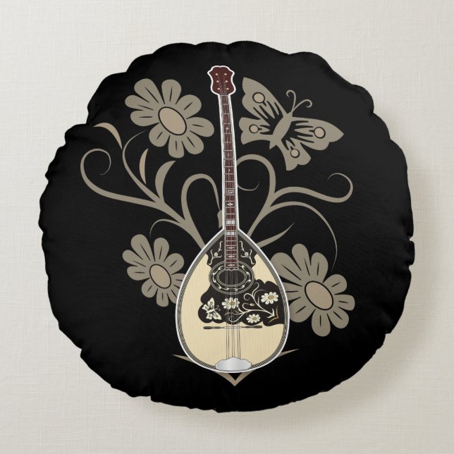 Bouzouki Rundes Kissen (Vorderseite)