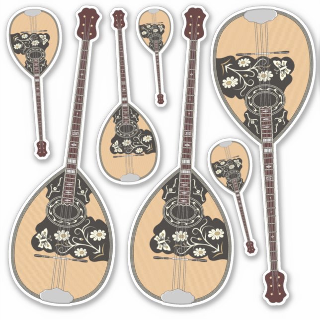 Bouzouki-Sticker-Set Aufkleber (Vorderseite)
