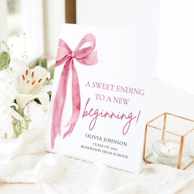 Bow Abschluss ein süß Ende zu einem neuen Anfang Sockelschild (Von Creator hochgeladen)