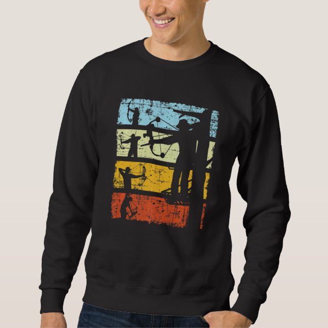 Bow And Arrow Archery Howhunter Retro Grunge Style Sweatshirt (Vorderseite)