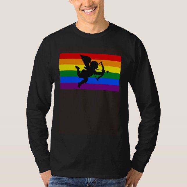 Bow And Arrow Cupid Valentines Day Gay Pride Flag T-Shirt (Vorderseite)
