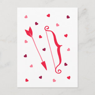 Bow and Arrow Hearts Valentine's Day Feiertagspostkarte