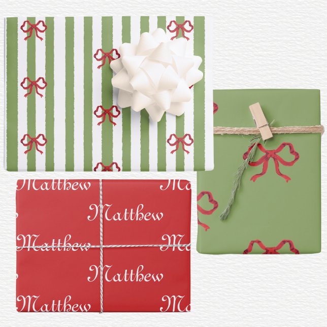 Bow And Stripes Weihnachten  Geschenkpapier Set (Von Creator hochgeladen)